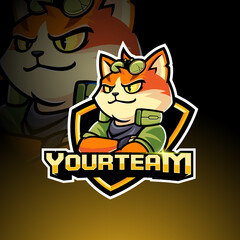 Esport Logo Team Cool Cat Mascot Character