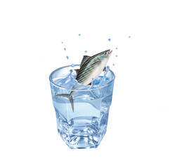 bonite à ventre rayé ,poisson, évasion, eau, en verre, boire, clapoter, glace, isolé, liquide, abattre, blanc, froid, bleu, éclaboussure, bouillonner, transparent, clair, cool, frais, humide, propre, 