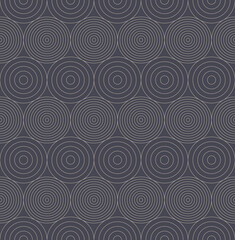 Decorative Various Linear Circles Scandinavian Seamless Pattern Vector Abstract Background. Authentic Viking Geometric Repetitive Gray Wallpaper. Vintage Folk Ornament Thin Lines Art Illustration