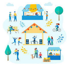 Summer fair, street food festival in the park