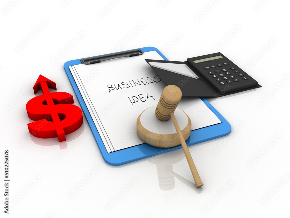 Poster 3d rendering dollar symbol on calculator