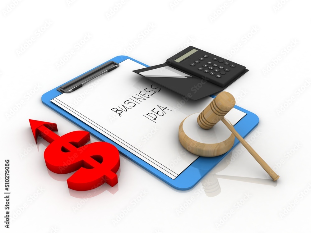 Poster 3d rendering dollar symbol on calculator