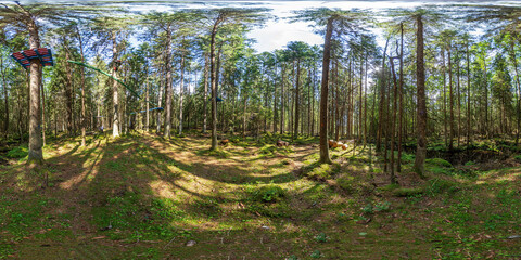 full spherical hdri panorama 360 degrees angle view in jungle park in the children's entertainment center in pinery forest in equirectangular projection. VR content