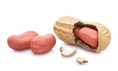 Delicious peanuts, isolated on white background