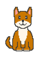 Illustration of a brown dog in pixel art
