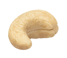 Single cashew nut, isolated on white background