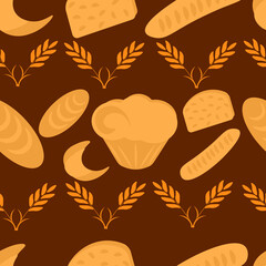 Simple pattern background, pan, productos de harina, cereales, panaderia, eps vector