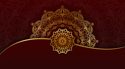 luxury maroon background, with golden mandala