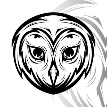 Vintage owl head monochrome vector