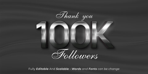 Editable text Thank you 100k followers and subscribers template