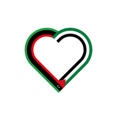 unity concept. heart ribbon icon of libya and palestine flags. vector illustration isolated on white background