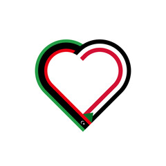 unity concept. heart ribbon icon of libya and sudan flags. vector illustration isolated on white background