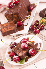 Chocolate pound cake with cherries.