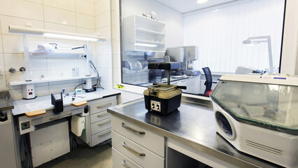 technical dental room for a technician with various equipment