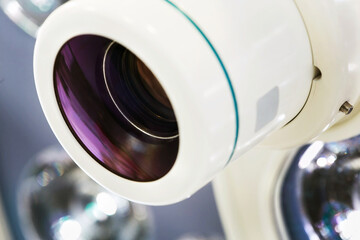macro photo of a dental camera in a surgical lamp