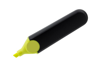 Yellow highlighter pen isolated on  white background.[Clipping path].