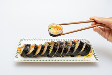 Gimbap, a representative Korean snack dish that looks delicious