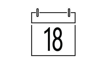 Calendar day 18 icon. Vector illustration.