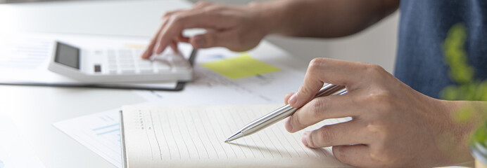 Head of accounting is recording the company's financial growth statistics using graphs as a...
