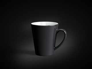 3D illustration. Black porcelain mug isolated on black background