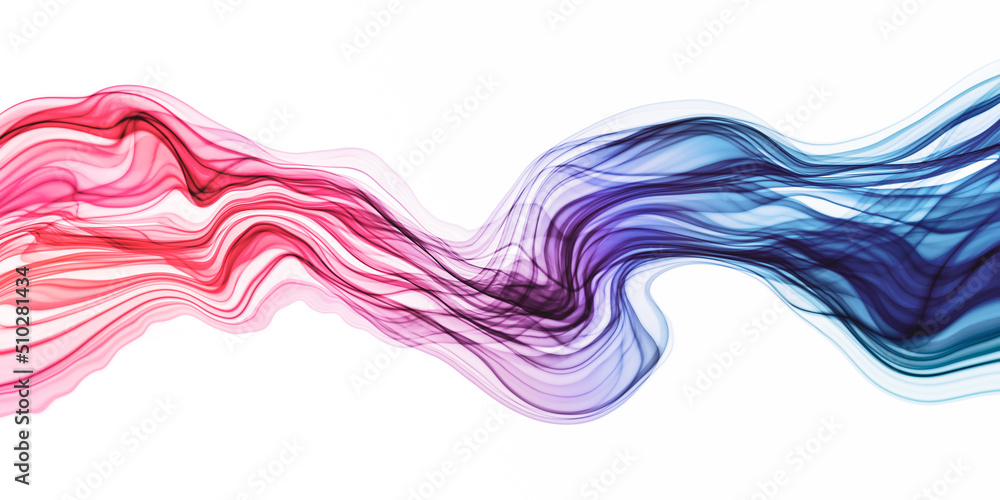 Poster abstract colorful spectrum light liquid fluid or smoke flowing isolated on white background