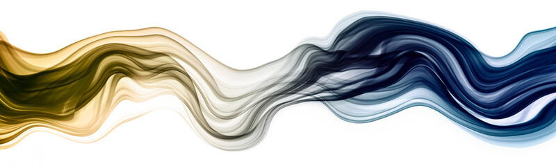 Obraz na płótnie Canvas Abstract colorful yellow blue transparent liquid ink or smoke wave flowing isolated on white backgrounds.