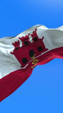 Gibraltar flag - 3D realistic waving flag background