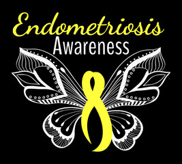 Butterfly Endometriosis Awareness vector poster design.