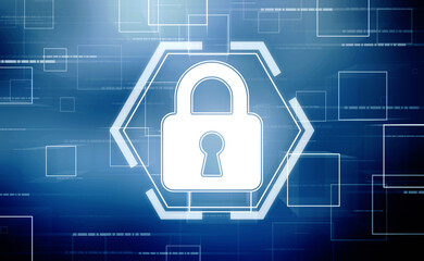 2d illustration Safety concept: Closed Padlock on digital background