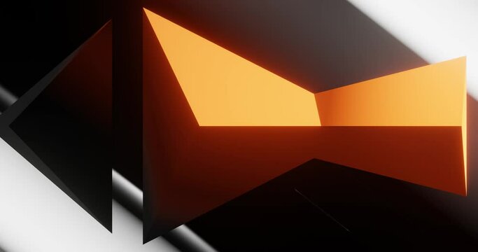 3d render with abstract background with orange triangles on black and white background