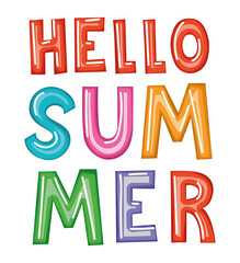 colored hello summer lettering