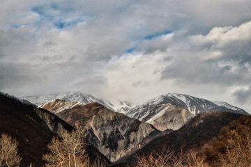 mountain landscape, winter mountains covered with snow