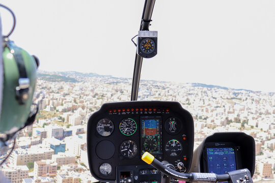 Airplane cockpit from the air, helicopter