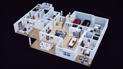 3D view appartement project architecture