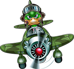 duck pilot flying old style fighter plane © Armi1961