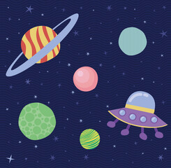 space and ufo illustration