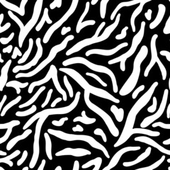 Fototapeta na wymiar Seamless pattern animals striped on black background. Monochrome fur wild animals tiger or zebra.