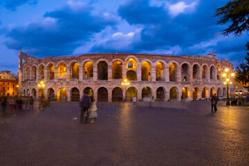 Fototapeta na wymiar The Arena di Verona at night - Italy