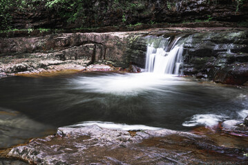 Obraz premium Waterfalls in the National Park in England Brecon Beacons 2022.