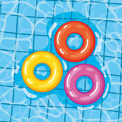 three lifesavers on a pool