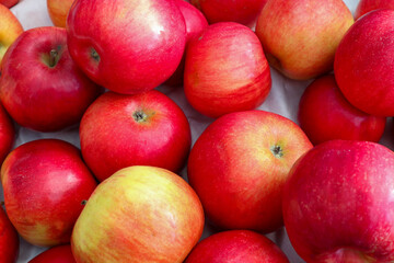 juicy sweet red apples close up