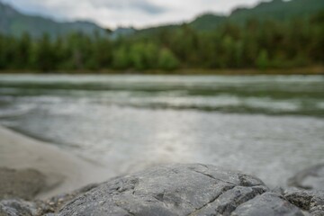 Rock on the beach of river 