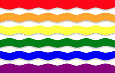 Rainbow wave on white background with shadow. Flag and symbol for LGBTQ pride month