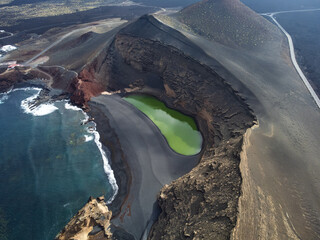 Green Lake in Lanzarote aerial view