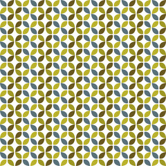 Leaves seamless pattern geometric in round shape. Simple pattern for fabric, bright green leaves, autumn background