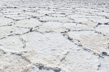 Close-up of the geometry of the salt flat in Badwater Basin, Death Valley, Nevada, USA.