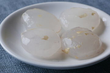 slice of Toddy palm on a plate on table 