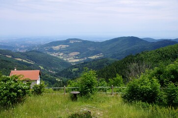 Panorama from Lalouvesc in Ardeche in France, Europe