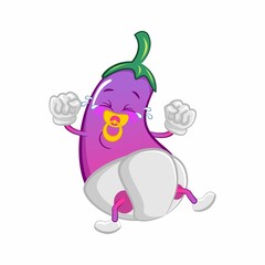 vector mascot character from eggplant cartoon be a crying baby