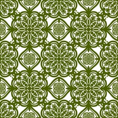 Seamless pattern flower with mandala, vintage decorative elements, vintage decorative elements illustration, Ethnic mandala with colorful tribal ornaments